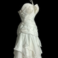 White one-shoulder halter-neck fitted waist slim-fitting ball gown with an asymmetrical hem R6651