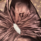 Reddish-brown halter-neck satin long ball gown, elegant and sophisticated R6930