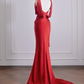 Red halter neck, fitted waist, bodycon skirt, long ball gown/bridal dress R8281
