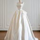 White strapless satin fitted waist ball gown/bridal dress R8165
