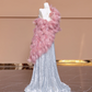 Silver sequined halter neck fitted waist long ball gown R8372