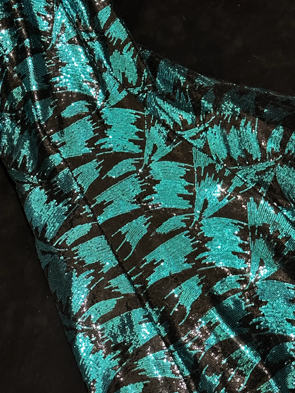 Dark green strapless floral sequined fitted long ball gown R7050