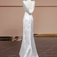 White square-neck, fitted waist, long retro floral patterned ball gown/bridal dress R8310