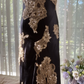 Black and gold pattern halter-neck fitted waist slim slit sexy classic ball gown R7757