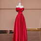 Red off-the-shoulder fitted long ball gown, bridal dress R8426