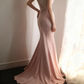 Light pink off-the-shoulder embroidered fitted waist bodycon long ball gown R6691