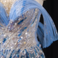 Light blue off-the-shoulder fitted long ball gown, bridal dress R8917