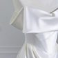 White satin off-the-shoulder, fitted waist, long ball gown/bridal dress R8251