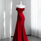 Red off-the-shoulder fitted long ball gown/bridal dress R8857