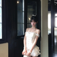White suspenders waist slim fishbone top cake mini skirt homecoming dress R5079
