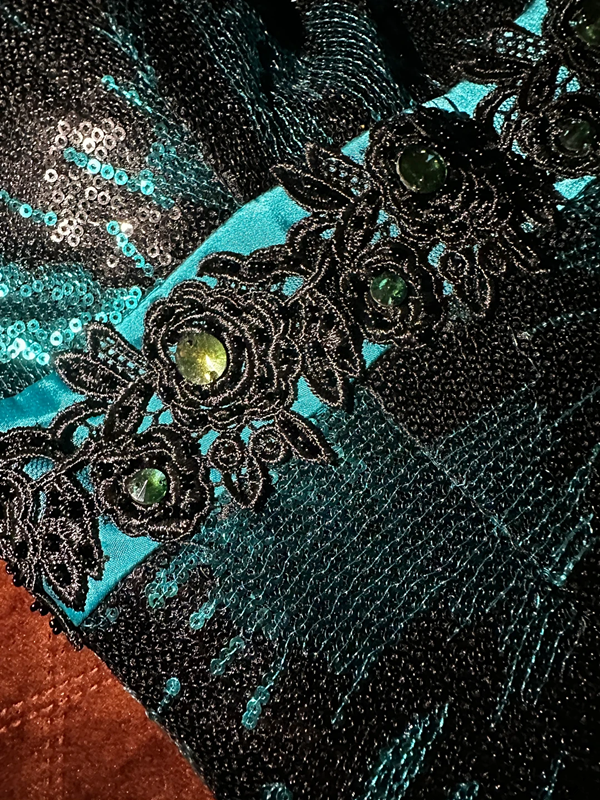 Dark green strapless floral sequined fitted long ball gown R7050