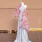 Silver sequined halter neck fitted waist long ball gown R8372