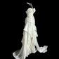 White one-shoulder halter-neck fitted waist slim-fitting ball gown with an asymmetrical hem R6651