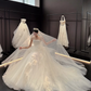 White tube top slim waist puffy skirt tulle bridal dress R6032