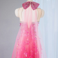 Pink halter-neck, fitted waist, sexy long ball gown, bridal dress R9037