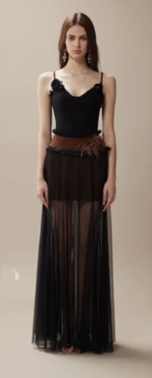 Black suspenders slim waist slim sexy long skirt homecoming dress R4389