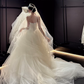 White tube top slim waist puffy skirt tulle bridal dress R6032