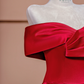 Red off-the-shoulder fitted long ball gown, bridal dress R8426