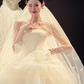 White tube top slim waist puffy skirt tulle bridal dress R6032
