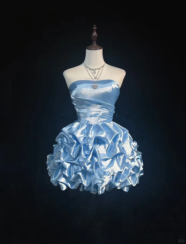 Strapless satin waisted puffy princess dress for homecoming R4918