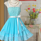 Blue halter-neck A-line mini skirt, ball gown R6252