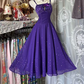 Deep purple halter-neck fitted A-line long ball gown R7798