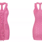 Coquette Pink Knitted Halter Dress With V Neck, Ruffle Front And Bodycon Fit R9279