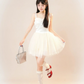 White suspenders cute mini skirt homecoming dress R5371
