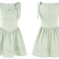 Mint Green A-Line Dress, Women's Sleeveless with Cutout Neck and Bow Shoulder Mini Dress R9339