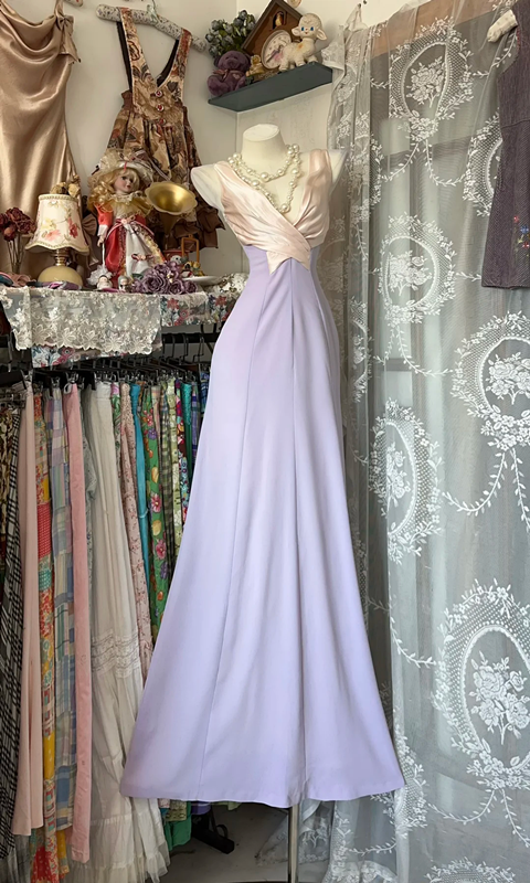 Light purple slim waist elegant and gentle long skirt ball gown R6132