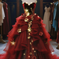 Red strapless slim waist ball gown, bridal gown R6092