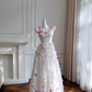 White three-dimensional flower suspenders waist slim long skirt homecoming dress R5181