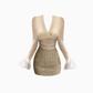 Pure desire style V-neck short trumpet sleeve top 2025 large size Xiaoxiang skirt suit R1369