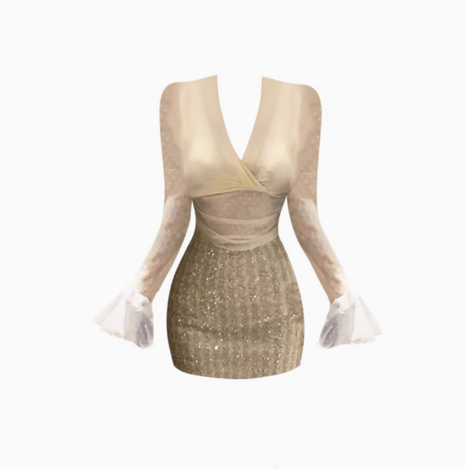 Pure desire style V-neck short trumpet sleeve top 2025 large size Xiaoxiang skirt suit R1369