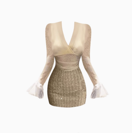 Pure desire style V-neck short trumpet sleeve top 2025 large size Xiaoxiang skirt suit R1369