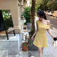 French off-shoulder yellow dress for women Korean style dating temperament slim short skirt R4296