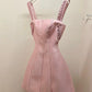 Pink cute suspender waist A-line short skirt homecoming dress R3398