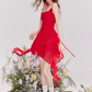 French flower tie ruffled collar suspender dress R4542