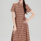 New Chinese style cheongsam dress new slim retro plaid long skirt R2407