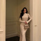 High neck long sleeve dress mermaid party dress    S5603