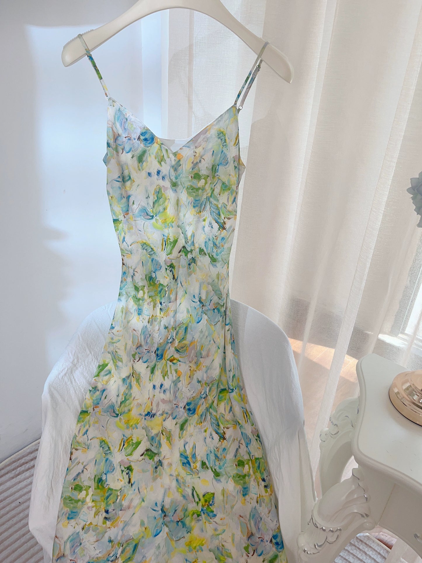 painting new long floral dress party dress     S6038