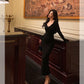Black long-sleeved dress for women new party dress     S5641