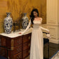 White long-sleeved dress for women long party dress    S5615