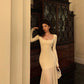 French U-neck knitted dress for women new style party dress  S5660
