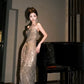 Engagement dress luxury banquet sequin strapless dress     S5827