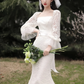 Elegant Lace Long-sleeve Mermaid Wedding Dress      S5436