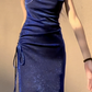Blue shiny dress birthday party dress      S5472
