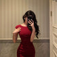 Red mermaid dress new retro style mid-length party dress     S5692