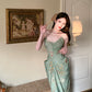 Retro green long party dress evening gown        S6006