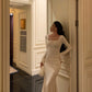 Flower long-sleeved dress for women new gentle mermaid long dress     S5636